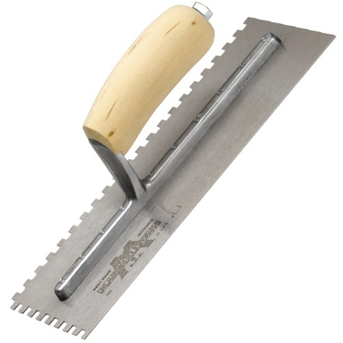 marshalltown square notch tiling trowel wooden handle